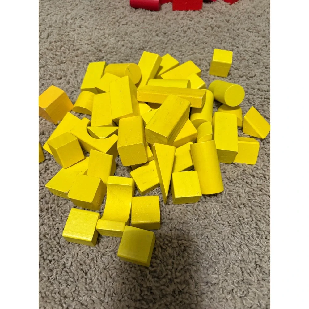 Melissa & Doug Colorful Wooden Building Blocks Set Kids Toddlers Educational‎